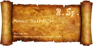 Mencz Szirén névjegykártya